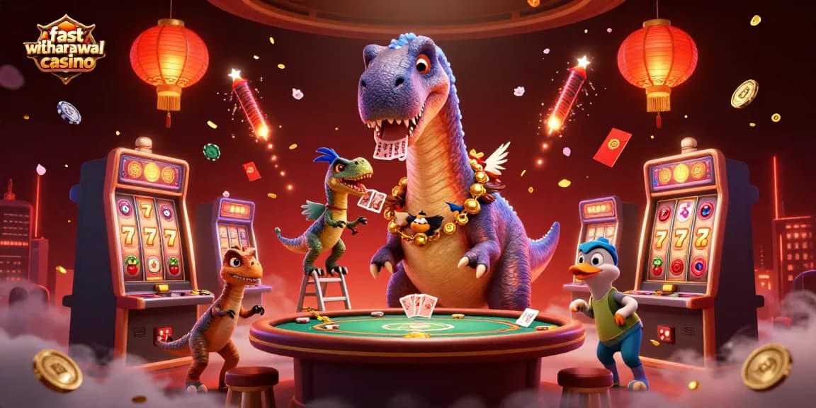 Engage in thrilling play at a fast withdrawal casino amidst colorful 3D animated scenes.