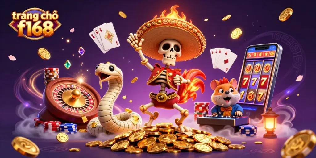 Experience thrilling wins at trang chủ f168 with vibrant casino characters in a dynamic 3D scene.