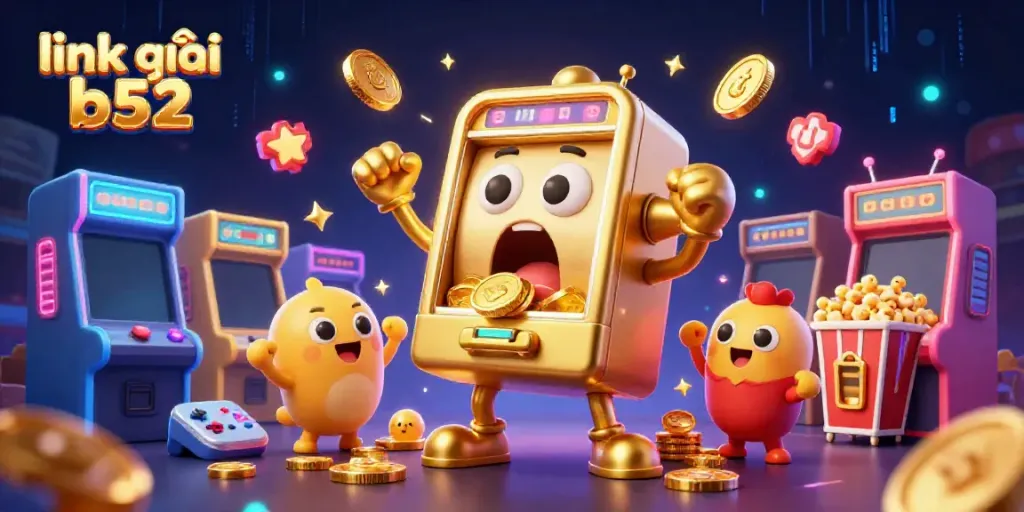 Experience the excitement of link vào b52 with vibrant slot machines and arcade games celebrating wins.